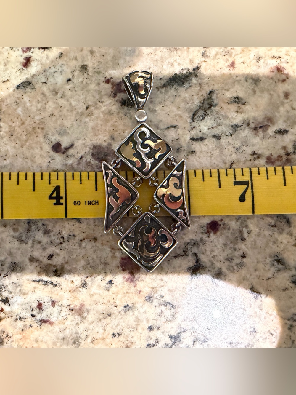 John Hardy sterling silver and 22k gold Dayak pendant - Picture 7 of 8